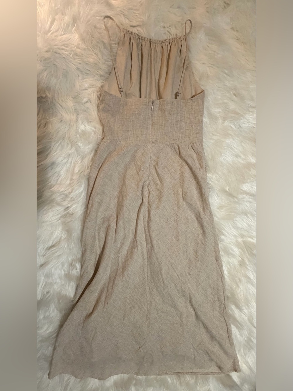 Banana Republic Linen Blend Beige Midi Dress Size 0 NWOT - Picture 9 of 15
